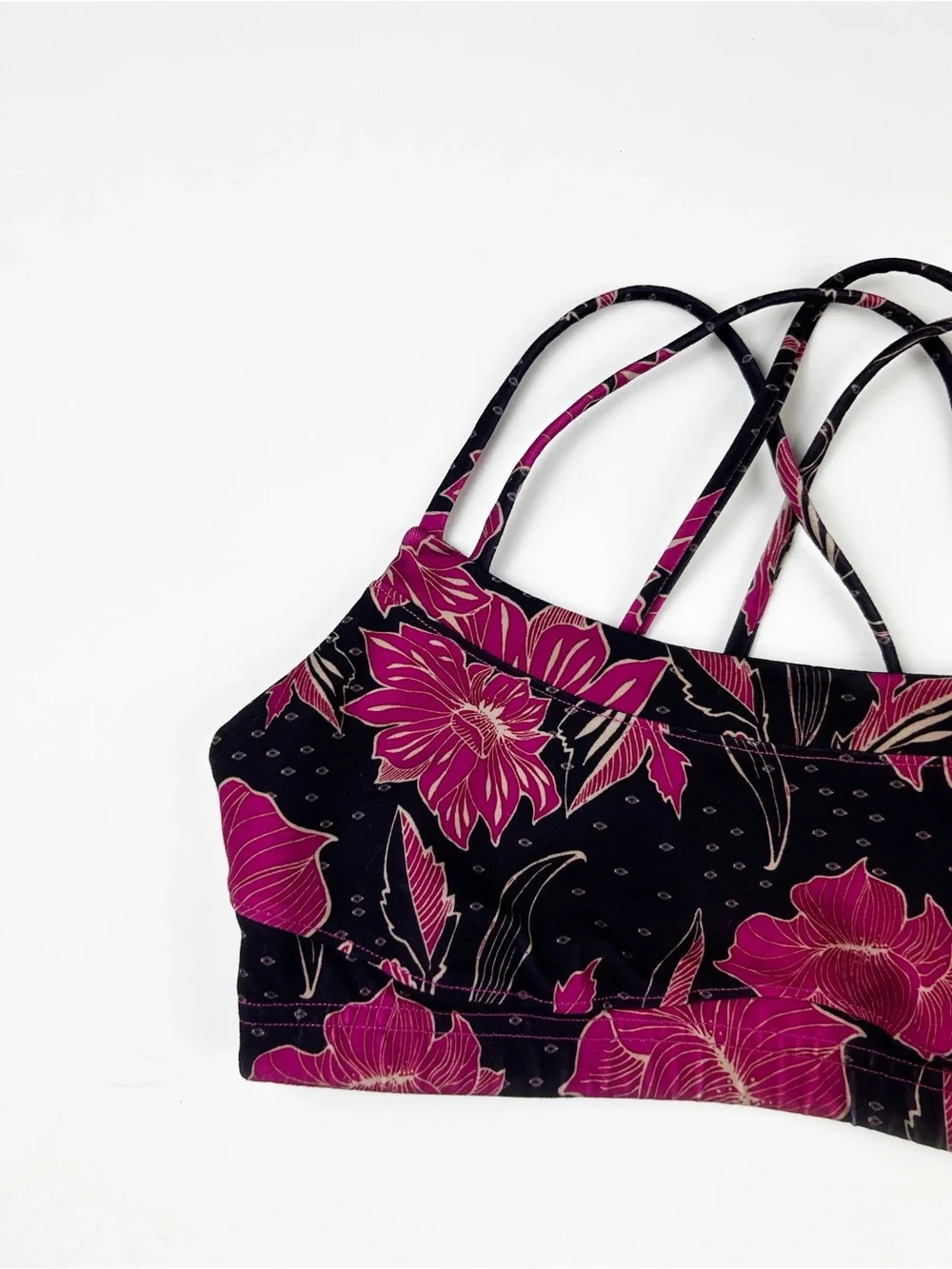 The North Face Floral Strappy Sports Bra Size Small Black & Magenta